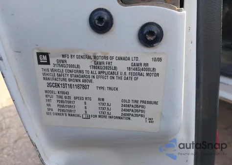 2006 Chevrolet Silverado 1500 Lt1 z USA, uszkodzony, nr VIN 2GCEK13T161187807